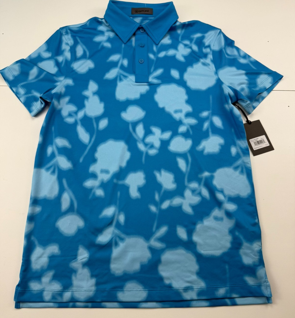 G/FORE Mens Floral Golf Polo Venetian Blue UPF 50+ Short Sleeve XL GMP000080